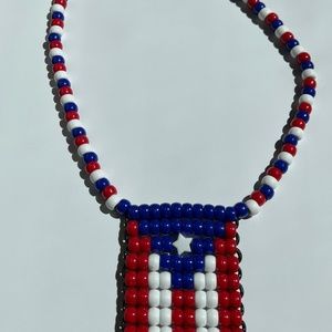 COPY - Puerto Rico beaded flag necklace